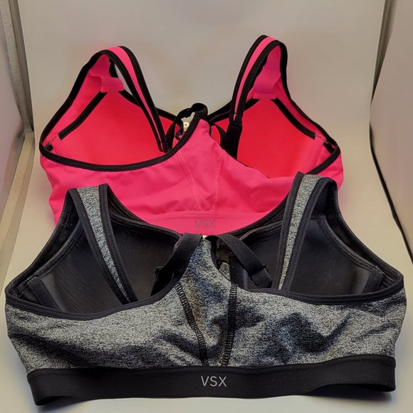 Victorias Secret Sports Bras Set Of Two Pink & Grey 34B - Picture 4 of 7